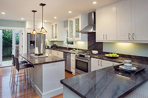 White cabinets Granite kitchen Columbus granite and Quartz Countertops